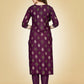 Jyoti Fashion Women's Wine Viscose Rayon Embroidered Kurta Pant Set | Swadesiicart