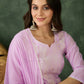 The52 Purple Women's Gorgeous Cotton Blend Fabric Thread Work Straight Kurta, Pant and Dupatta Set - Swadesiicart