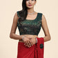 Red Imported Fabric Plain Ready to wear Saree with stitched Blouse - Vrinda | Swadesiicart