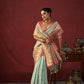 Vishnu Weaves Women's Sea-Green Paithani Silk Saree with Blouse - Swadesiicart