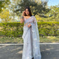Vamsee Grey Organza Saree - Swadesiicart