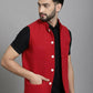 Even Apparels Nehru Jacket With Welt Pockets - Red | Swadesiicart
