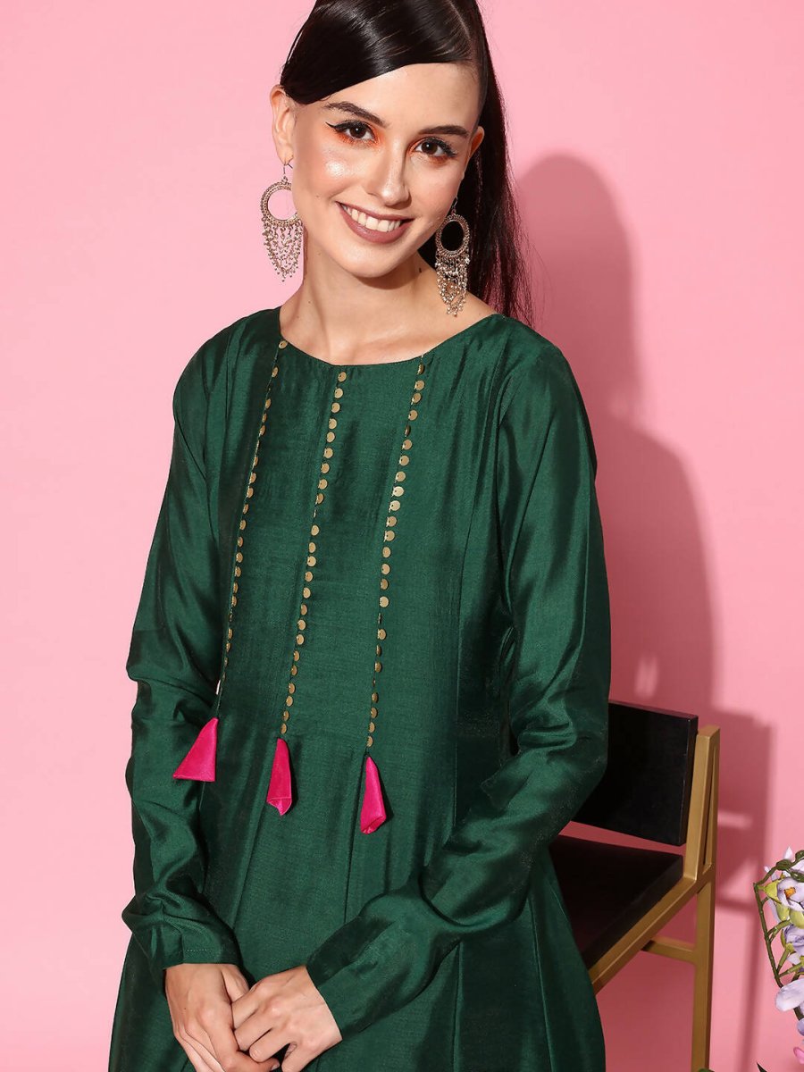 Ahalyaa Women's Traditional wear Ethnic Dress - Green | Swadesiicart