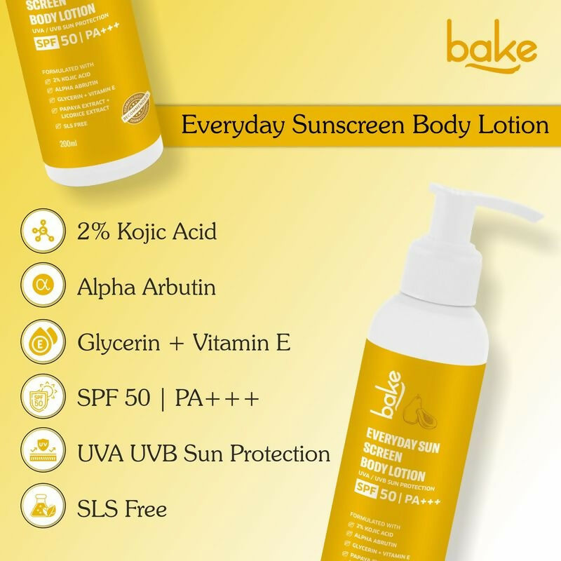 Bake Everyday Sunscreen Body Lotion SPF 50 PA+++ | Swadesiicart