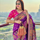 Vishnu Weaves Women's Purple Banarasi Silk Kashmiri Woven Saree with Blouse - Swadesiicart
