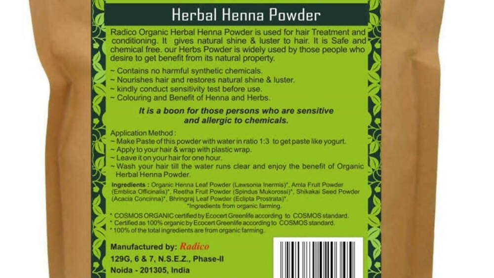 Radico Organic Herbal Henna Powder - Swadesiicart