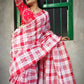 Exclusive Collection Beautiful Check Red Pure Cotton Woven Handloom Saree With Running Blouse Piece - Swadesiicart