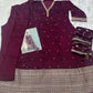 Anaita Maroon Chinon Anarkali Suit with Embroidery Sequins Work