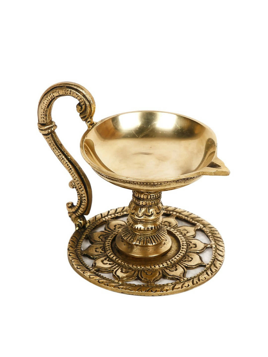 CraftVatika Gold-Toned Handmade Oil Lamp Showpiece | Swadesiicart