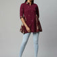 Ahalyaa Women Wine Crepe Printed Tunic | Swadesiicart