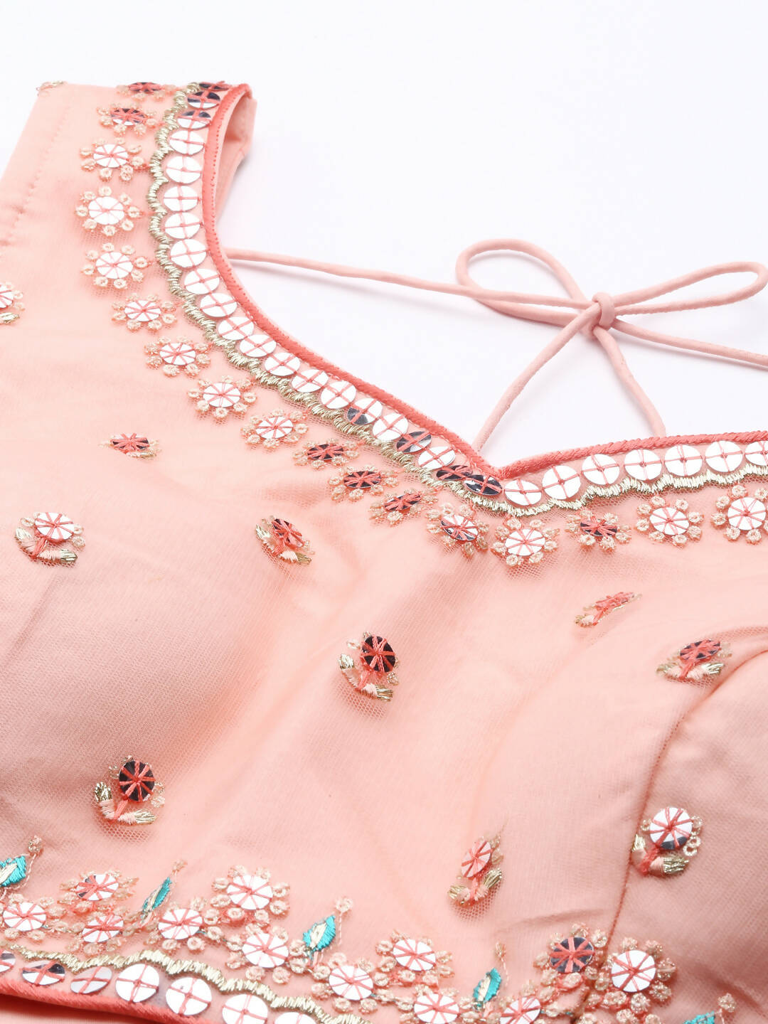 House of Panchhi Peach Net Sequinse Work Lehenga & Blouse, Dupatta | Swadesiicart