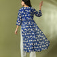 Myshka Women's Blue Printed Georgette A-Line Nyra-cut Kurta - Swadesiicart