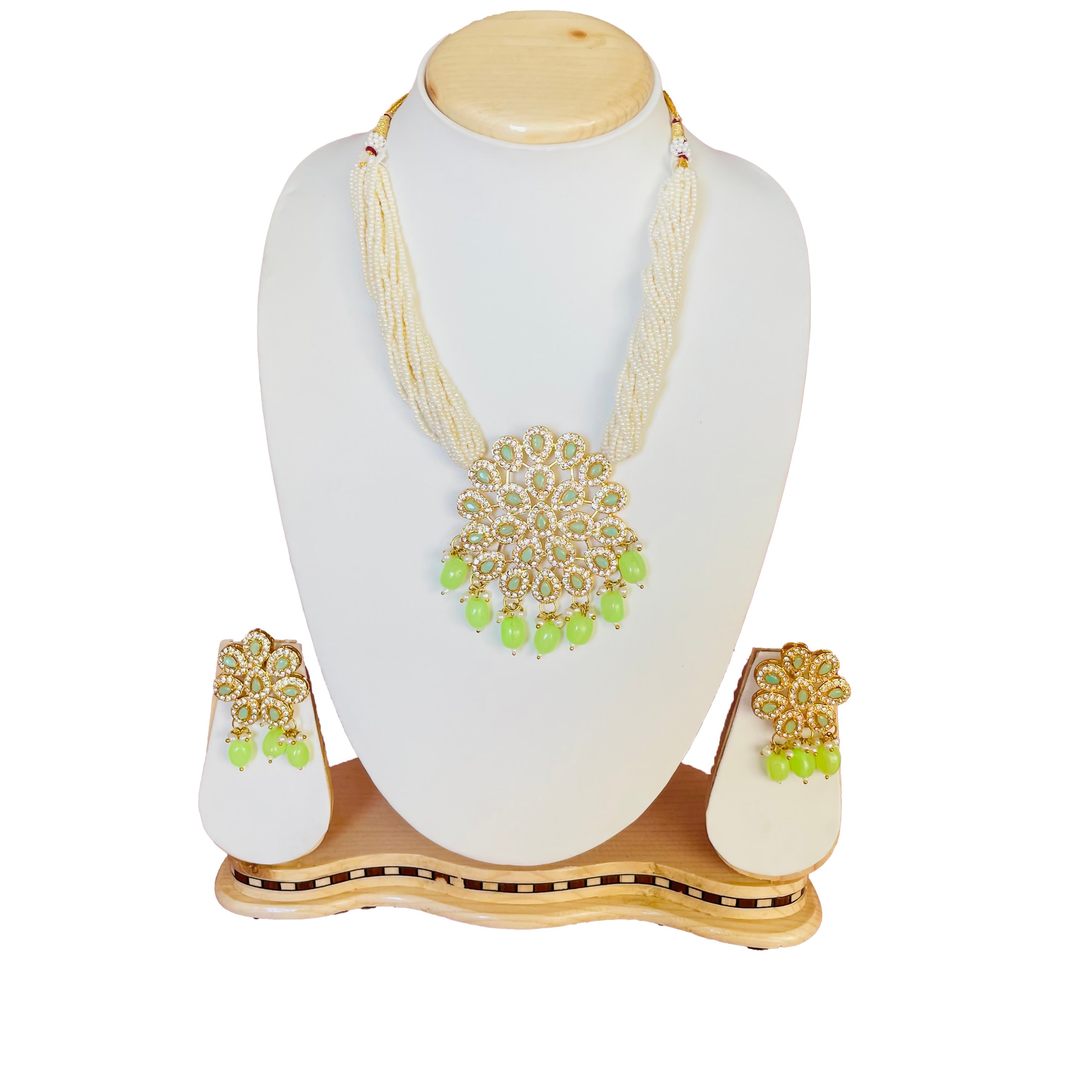 White Multistrand Beaded Choker Jewellery Set By House of Ree | Swadesiicart