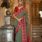 Siam Green Banarasi Weaving, Ultra Aqua Finish, Zari Work Banarasi Silk Saree - Rath Kunti - Swadesiicart