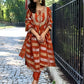 The52 Orange Women's Gorgeous Embroidered work Chanderi Fabric Straight Kurta, Pant and Dupatta Set - Swadesiicart