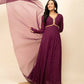 FIORRA Women's Wine Georgette Anarkali Kurta With Dupatta - Swadesiicart