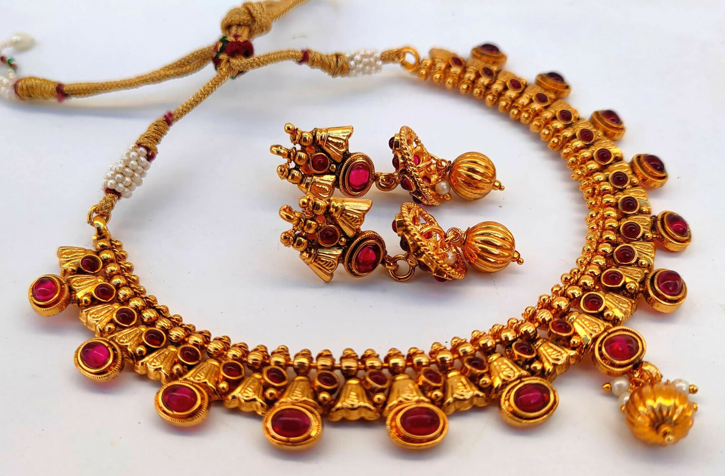 Kemp Antique Pink Necklace Set - Swadesiicart