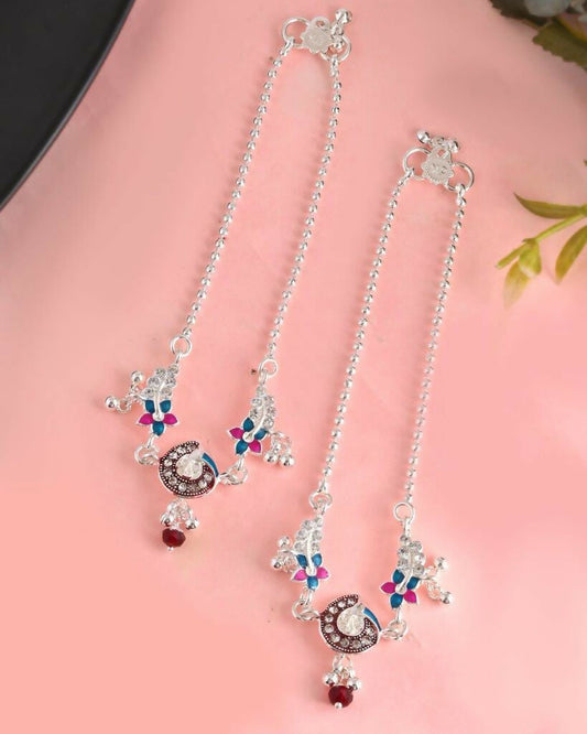 VOJ Set of 2 Traditional Stone Studded Anklet - Swadesiicart