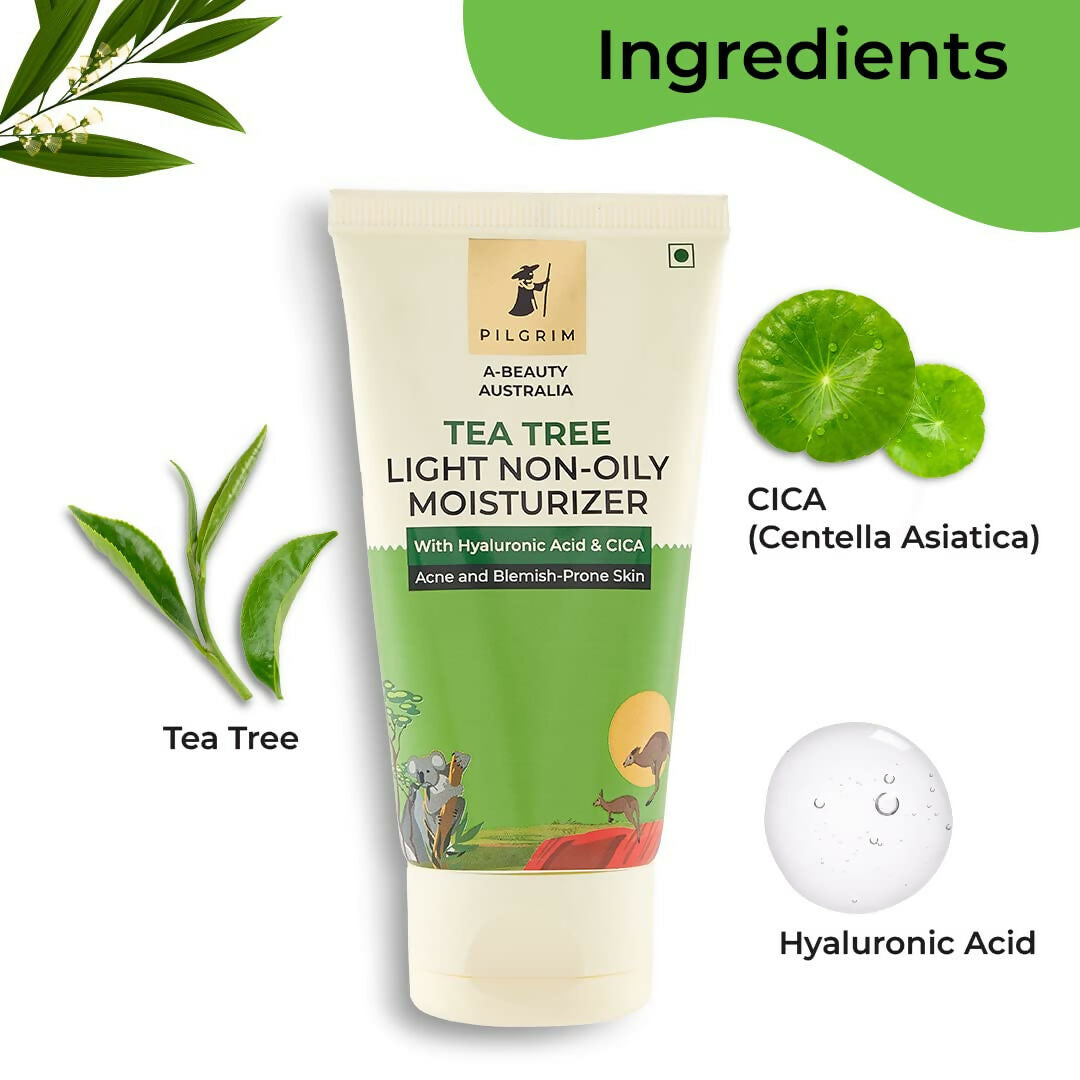 Pilgrim Australian Tea Tree Oil Free Face Moisturizer For Oily & Acne Prone Skin With Hyaluronic Acid & CICA - Swadesiicart