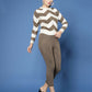 Women Cream Acrylic Stripe & Solid Winter Co-Ord Set - Wool Trees - Swadesiicart