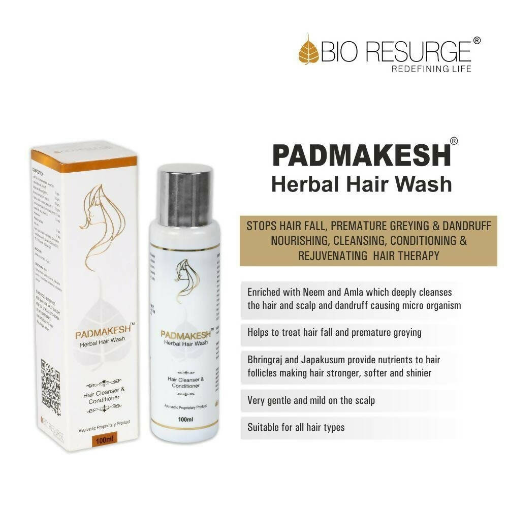 Bio Resurge Life Padmakesh Herbal Hair Wash - Hair Cleanser And Conditioner - Swadesiicart