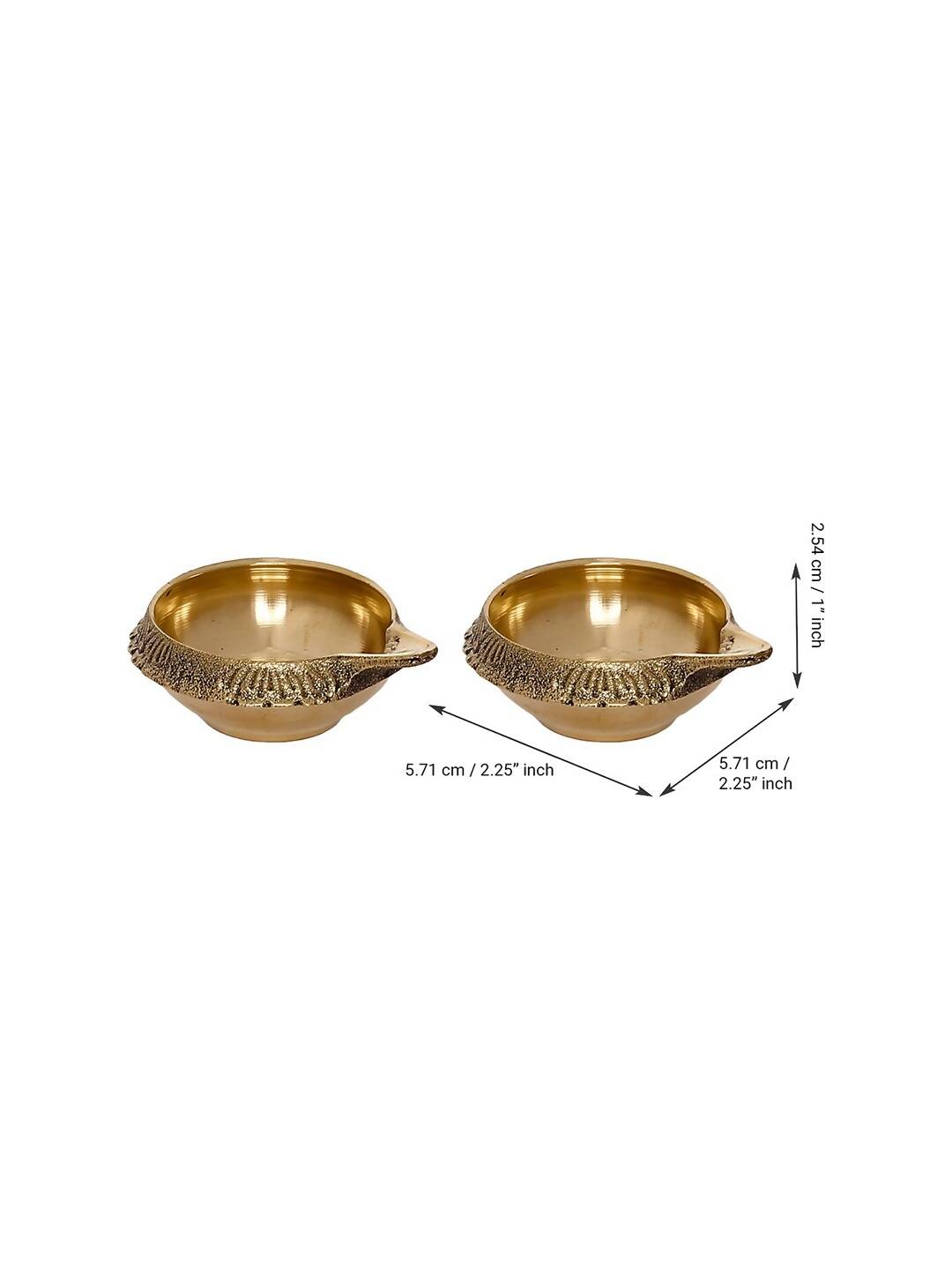 eCraftIndia Set of 2 Gold-Toned Auspicious Handcrafted Brass Diya | Swadesiicart