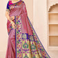 Jaanvi Fashion Women's Rani Blue Banarasi Paithani Silk With Zari Jacquard Work Saree With Blouse Piece | Swadesiicart