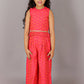 Lil Drama Folklore Girls Pink Crop Top With Pants Co-Ordinate Set - Swadesiicart