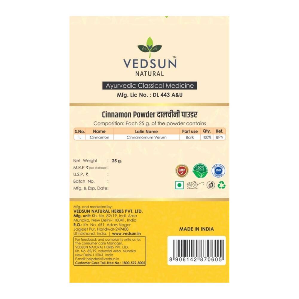 Vedsun Naturals Cinnamon Dalchini Powder - Swadesiicart