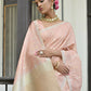 Vishnu Weaves Women's Peach Premium Tussar Silk Saree with Blouse - Swadesiicart