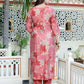 Miravan Women's Muslin Pink V-Neck Embroidered Kurta with Palazzo and Dupatta - Swadesiicart