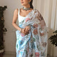 Vamsee White Organza Saree - Swadesiicart