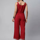 Ahalyaa Womens Maroon Chiffon Printed Jumpsuit - Swadesiicart