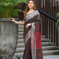 Beatitude Brown Cotton Jacquard Border Tangail Handloom Saree