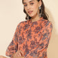 Janasya Women's Peach Chiffon Lurex Floral Printed Festive Regular Co-ords - Swadesiicart