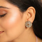 Nuyug 22K Gold Plated Mother of Pearls and Stone Studded Contemporary Floral Shaped Studs | Swadesiicart