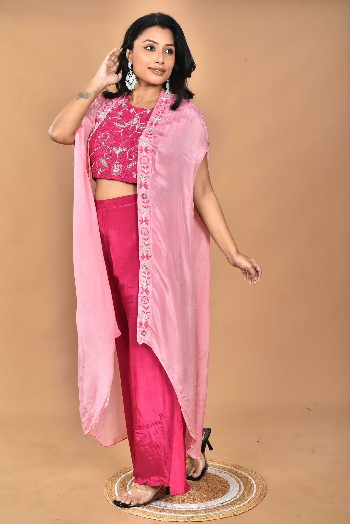 Morchari Women Hand Embroidery Crop Top-Rani - Swadesiicart