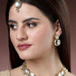 NVR Women's Gold Kundan-Studded Necklace and Earrings with Mang Tikka - NR Retail-NVR