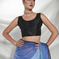 Blue Organza Solid Saree With Unstitched Blouse Piece - Shanaya