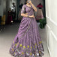 Lorenvalley Lavender Vichitra Simmer Sequins and Thread Embroidery Work Lehenga Choli | Swadesiicart