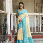 Vishnu Weaves Women's Firozi Handloom Raw Silk Woven Saree with Blouse - Swadesiicart