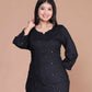 Miravan Women's Black Embroidered And Mirror Work Pakistani Straight Kurti - Swadesiicart