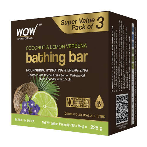 Wow Skin Science Coconut & Lemon Verbena Bathing Bar - Swadesiicart