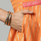 Ahalyaa Women's Orange Crepe Gold Print Dress | Swadesiicart