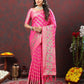 Lorenvalley Fashion Pink Soft Silk Woven Design with Zari Weaving Leheriya Design Saree - Swadesiicart