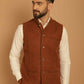 Even Apparels Pure Wool Nehru Jacket - Brown | Swadesiicart