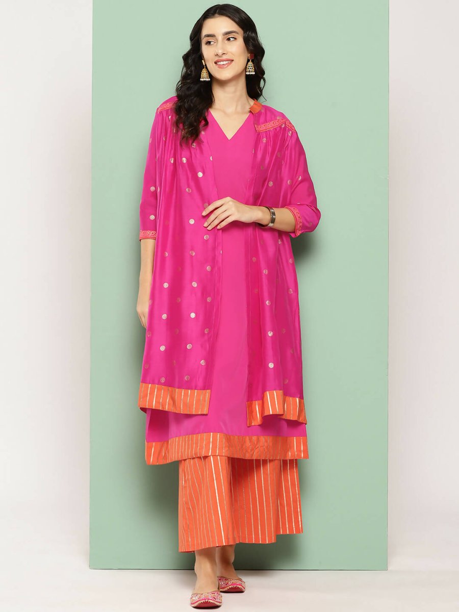 Ahalyaa Women's Traditional wear Kurta Set - Pink | Swadesiicart