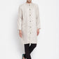 Even Apparels Beige Rayon Men's Sherwani Kurta With Open Front | Swadesiicart