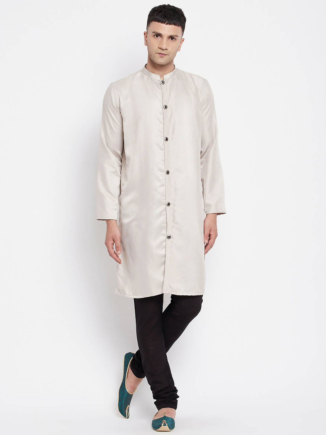 Even Apparels Beige Rayon Men's Sherwani Kurta With Open Front | Swadesiicart