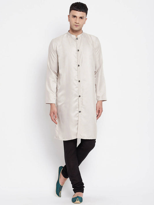 Even Apparels Beige Rayon Men's Sherwani Kurta With Open Front | Swadesiicart